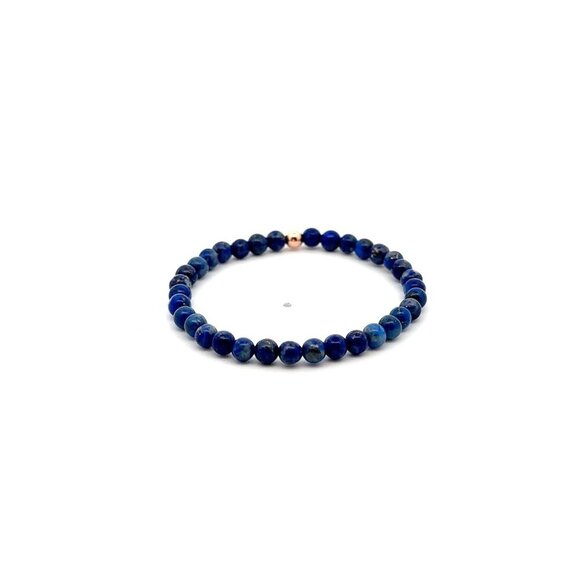 Natural Lapis Gemstone Mini 4mm 18K Rose Gold Charm Bead September Birthstone - Picture 3 of 5
